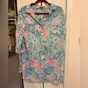 Lilly Pulitzer coverup shirt dress, size L
